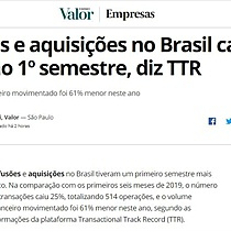 Fuses e aquisies no Brasil caem 25% no 1 semestre, diz TTR
